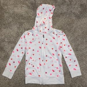 White Hoodie with Pink & Red Hearts